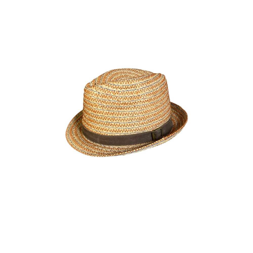 Pistil Unisex Paper Straw Tan & Orange Woven Design Fedora Hat One Size